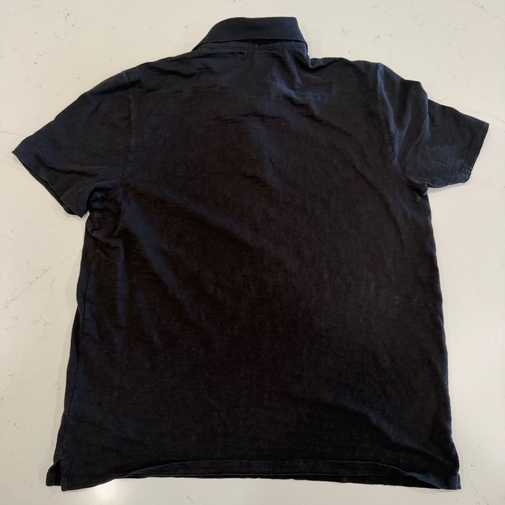 Vince Men’s Classic Slub Polo Shirt Black Large - Picture 3 of 7
